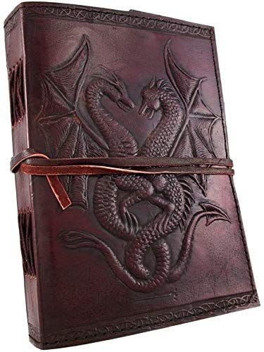 Carnet double dragon en cuir cadeau idéal pour écrivains et artistes