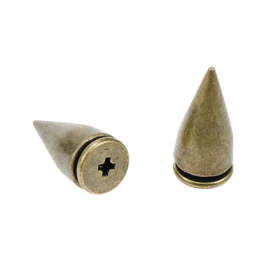 Dasunny 100 Pcs 15mm Height Cone Shape Punk Rivet Screw Back Spikes for DIY Leather Craft Shoes Jacket Craft Garment Bag, Bronze Tone