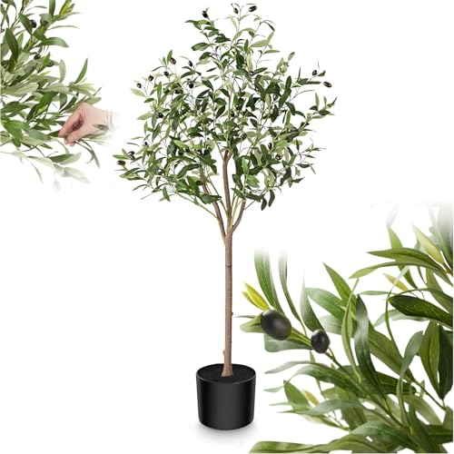 INSANYJ Plantas artificiais decorativas, 120 cm azeitona artificial, grande planta artificial, azeitona plantas artificiais para casa, sala de estar, quarto, escritório, jardim