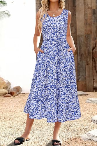 Image of STYLEWORD Womens Summer Casual Short Sleeve Flowy Midi Beach Dress