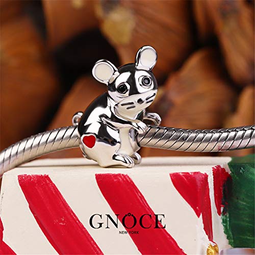 GNOCE Mouse Charm Bead Sterling Silver Clever and Diligent Zodiac Signs Animal Charm Bead Fit Bracelet/Necklace Jewelry Gift for Women Mens3