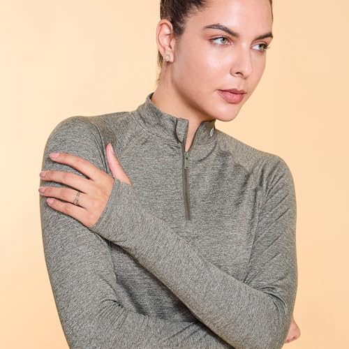 Image of Enamor Full Sleeve High Neck Medium Length Pull on Dry Fit T-Shirt for Women - Slim Fit - A310
