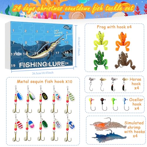 Calendrier de l'Avent Leurre de Pêche - Matériel de Décompte de Noël Eau Douce - 5