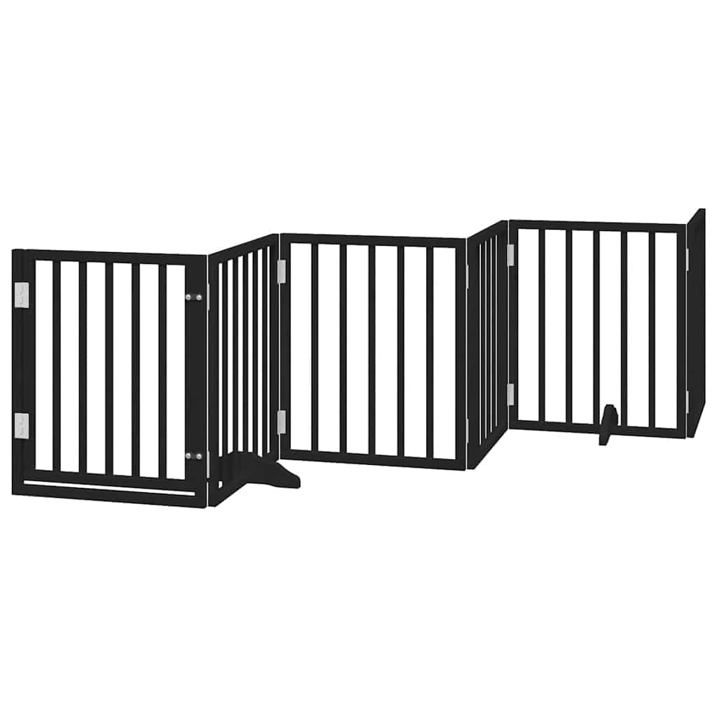 vidaXL Puerta de Perros Plegable 15 Paneles Madera álamo Negra 750 cm