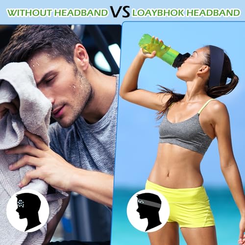 Image of Foaincore 16 Pcs Sports Headbands for Men Breathable Mesh Workout Sweatbands Elastic Moisture Wicking Stretchy Wide Hair Bands for Women Sports Running Basketball Yoga