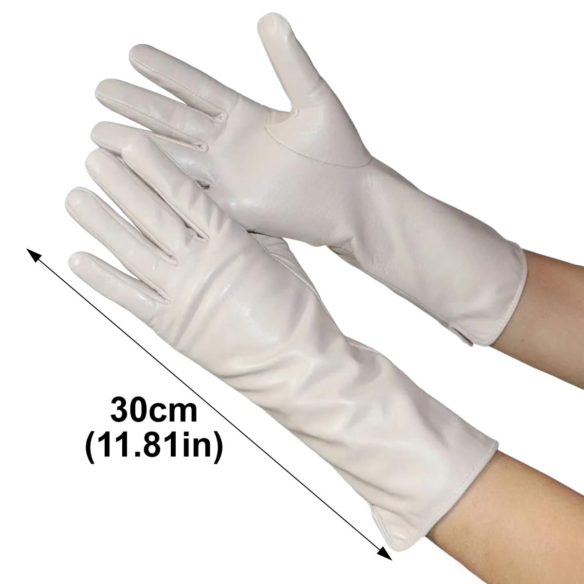 Gants épais chauds tactiles, 30 cm, en cuir, pour femmes, idéaux pour l'hiver et les activités de plein air