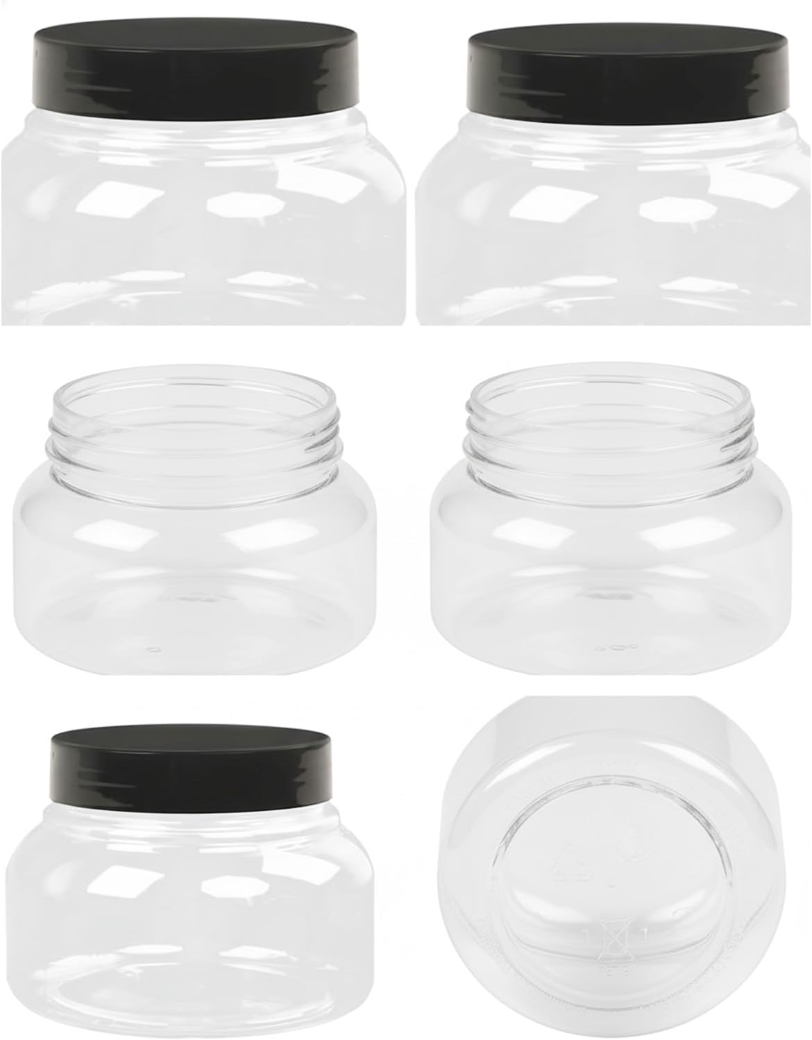 Plastic Jars with Lids,24 Pack 5 oz Refillable Cosmetic Storage Containers, Empty Body Butter Jar, Round Sugar Scrub Containers, Travel Size Jars for DIY Creams, Black Cosmetic Jars (Clear)