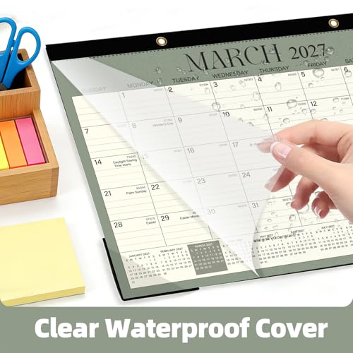 Image of ZTX Desk Calendar 2026-2027 July 2026 to December 2027 17 inch x 12 inch Green