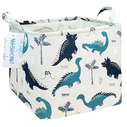 LANGYASHAN Square Storage Baskets Waterproof Canvas Children Laundry Nursery Hamper for Shelves Gift Baskets Toy Organizer Room Decor (Square...