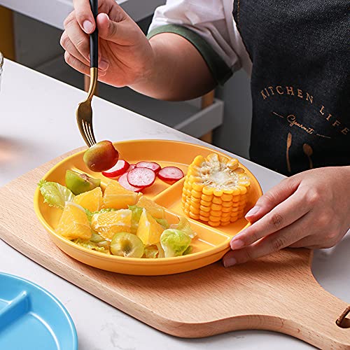 OnePine Porzellan Servierplatten, Snackteller mit 3 fächern kinder Dessertteller Salatteller Geteilte Platte keramik für abnehmen – Ansicht 4