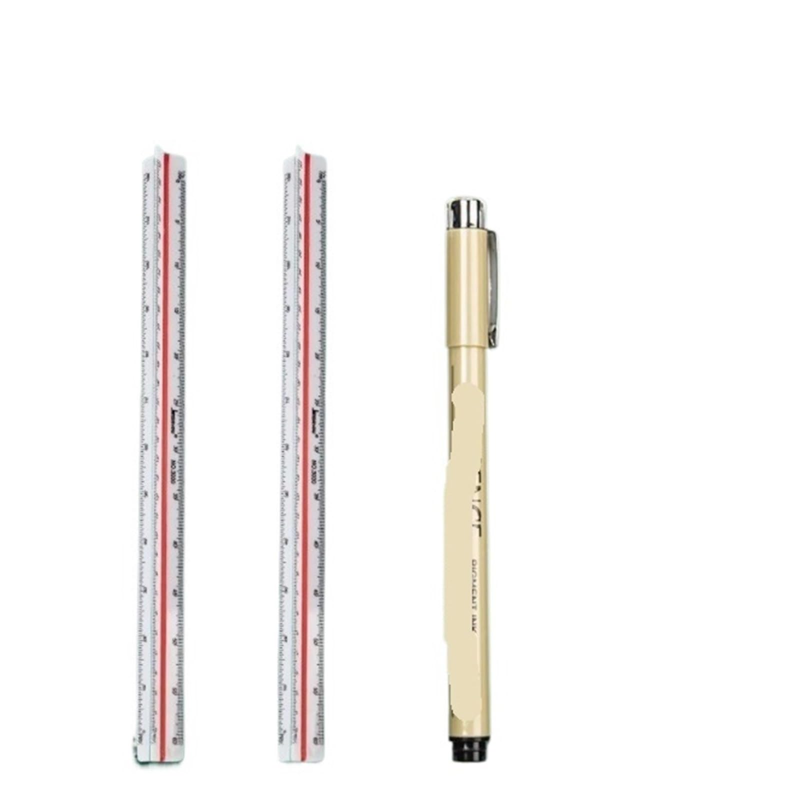 Architectural Scale Ruler 30cm Plastic Triangular Scale Small/Large Size Architect Engineer Technical Ruler Three-Edge Drafting(2Pcs Large Set)