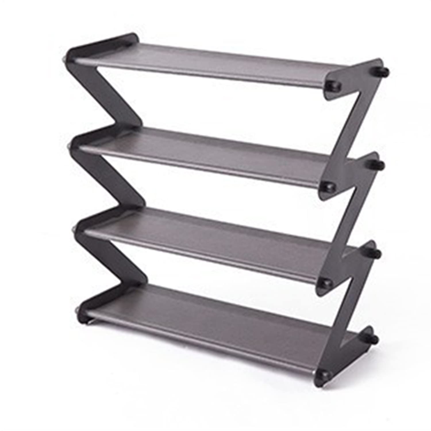 SYGA Multipurpose Z-Shaped Shoes Storage Rack Shelf Shoes Organization Shelf Save Space Shoe Storage Holders for Home Bedroom Living Room (4 Layer, Black, Plastic)