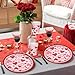 Imagen de YGCHEN Vajilla de Fiesta de San Valentín Cubiertos Forma de Corazón Vajilla para Fiesta Amor Vajilla de Fiesta Platos Taza Papel Servilleta Boda Decoración de Fiesta 24 Invitados