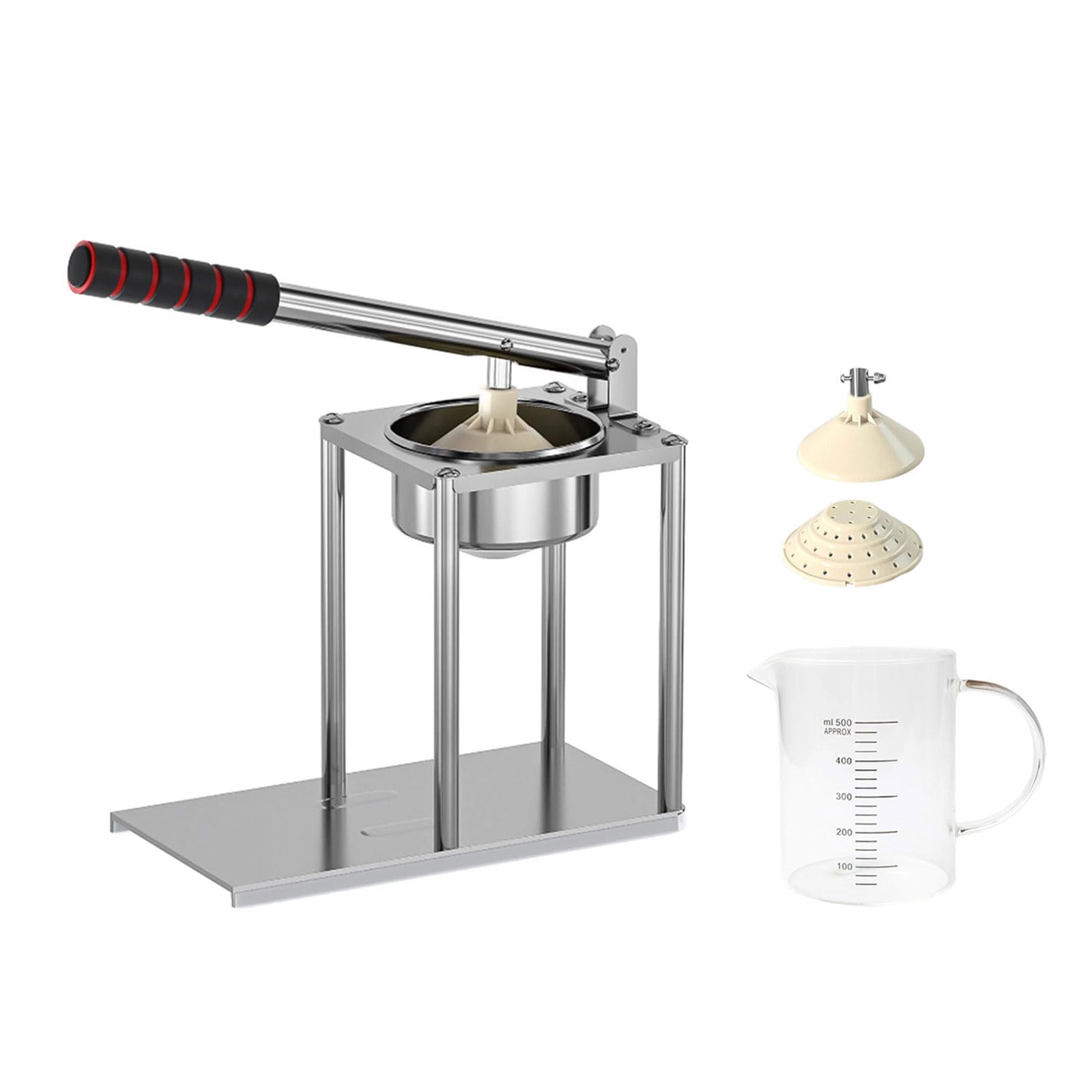 Jazuaiao Professional Table Top Citruses Press Stainless Steel Manual Juicers Flat Strainer Wide Mouths Efficient Fruit Press Manual Fruit Juices Extractors with Measuring Cup
