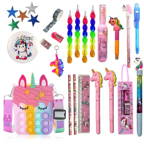 Taufa Villa Plastic Unicorn Stationery Set For Girls Return Gifts For Birthday Parties For Kids Unicorn Pouch With Stationaery Pop It Unicorn Sling Bag Pouch,Multicolor (B0C6R248CT) Amazon Price History, Amazon Price Tracker