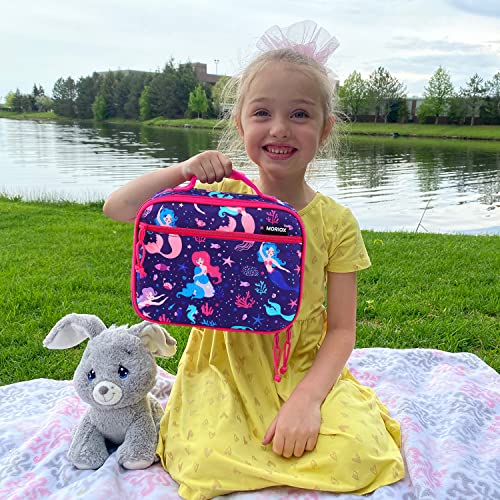 Moriox Mermaid Lunch Box For Girls Boys Kids Soft Lunch Bag Submarine World Thermal Insulated Tote For School Picnic, Blue & Pink #TOP5