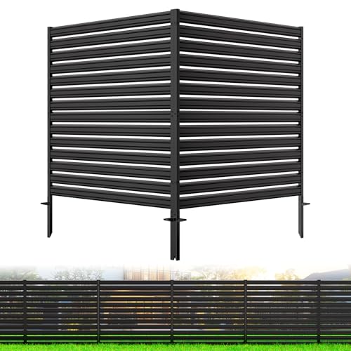 2 Panels No-Dig Metal Privacy Fence Screen,...