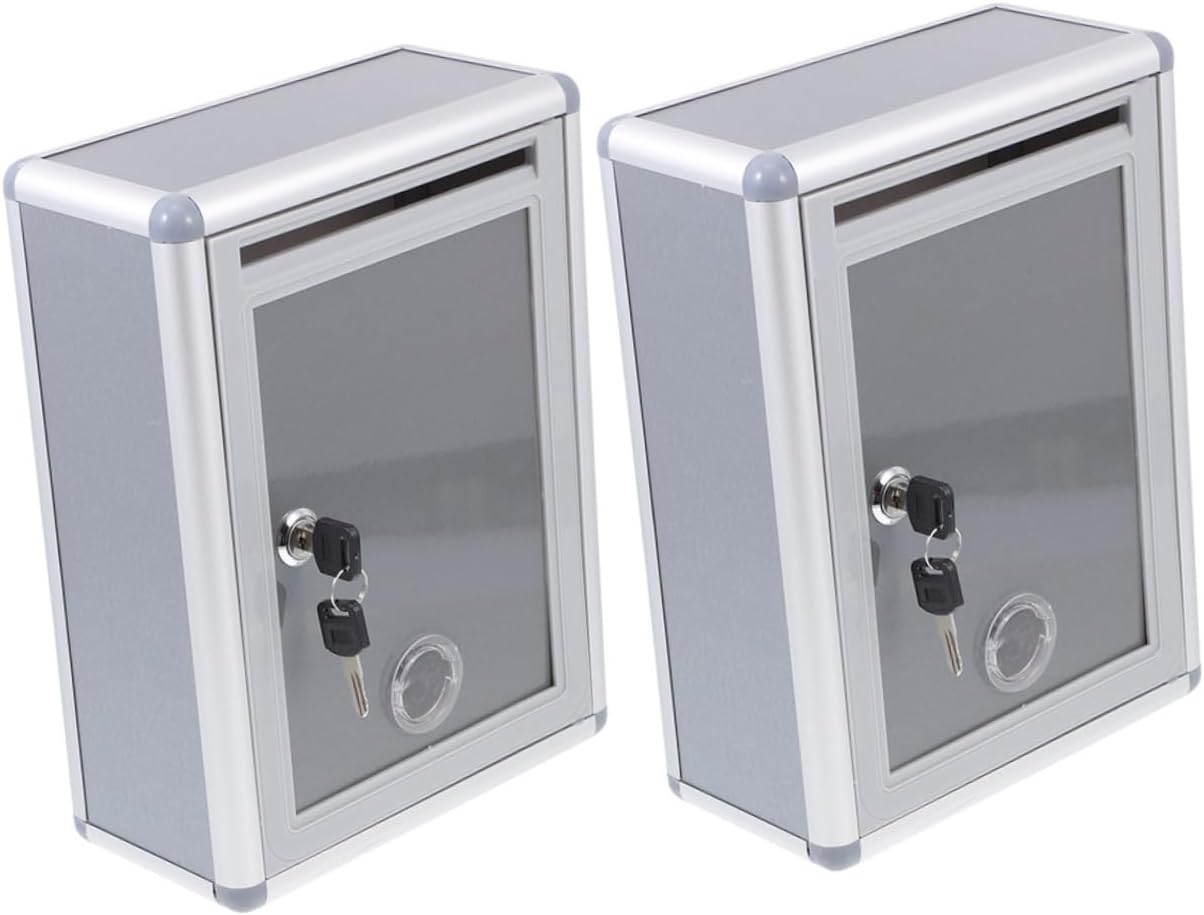 Tofficu 2pcs Metal Wall Mount Letter Box Suggestion Box Lock Mailbox Lock for Office and Home Organization