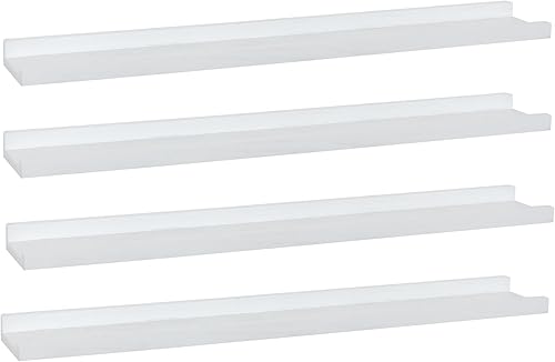 Miniatura 1 de Estantes flotantes largos de 36 pulgadas, juego de 4, estantes de madera para pared con repisa, marcos de fotos, estantes de exhibición montados en