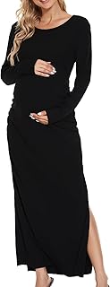 Women's Split Maternity Dress Long Sleeve Ruched Pregnancy Clothes - Buy now