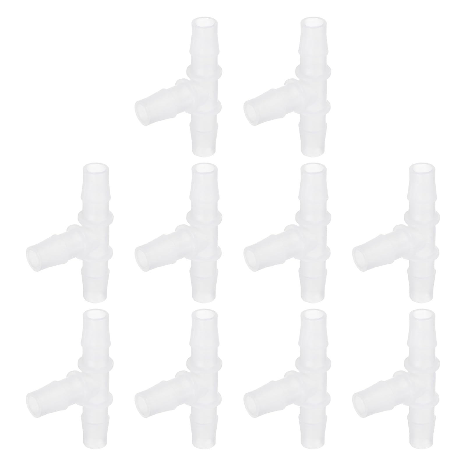 sourcing map 10pcs Plastic Hose Barb Fitting, 1/2" x 1/2" t Shape Tee Barbed Hose Pipe Fitting Splicer Mender Joint Adapter for Water Liquid Fuel Line Tube, Clear