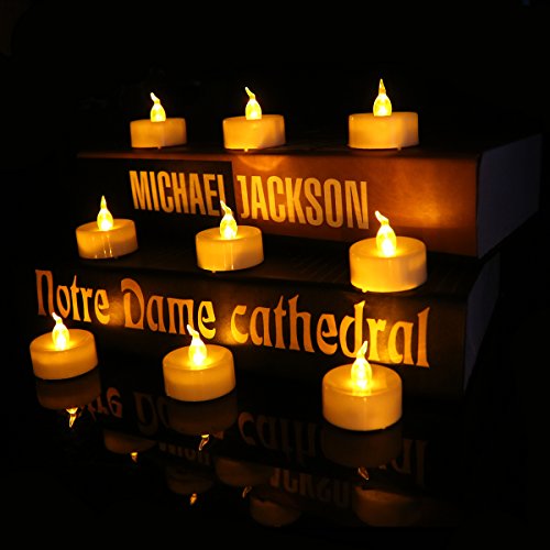 Youngerbaby 1.4 Inch Led Tea Lights with Timer Flickering Amber Light Small Flameless Candles Battery Operated -6 Hrs on 18 Hrs Off in 24 Hours Cycle for Wedding, Party,Home Decorations - Auto Timer