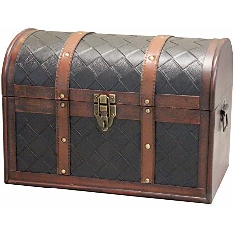 Vintiquewise Holz Leder Schatztruhe Cover