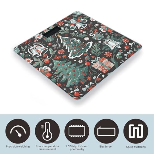 Báscula digital de baño con campanas navideñas y pantalla LED miniatura 3
