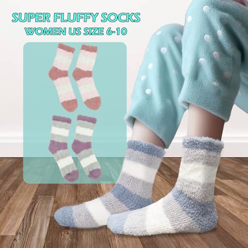 Image of Womens Fuzzy Socks, Cozy Fluffy Slipper Sock, Soft Winter Plush Socks Comfy Home Sleep Xmas Gift for Adults