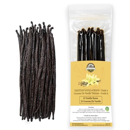 25 Plump Tahitian Vanilla Beans for Making Vanilla Extract, Vanilla Beans Grade A++, From Papua...