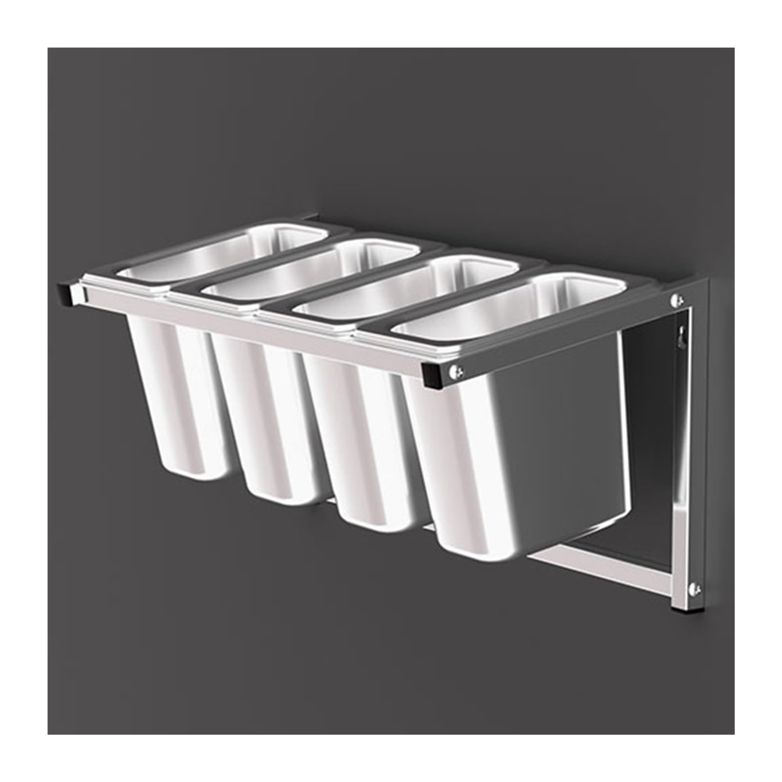 WDSOPK Stainless Steel Wall-Mounted Spice Rack Set, Kitchen Condiment Organizer Shelf for Seasoning, Herbs, and Food Storage - Space-Saving Solution for Buffets and Counters (Silver 46x21x21cm)