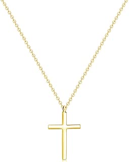 MOMOL Tiny Cross Pendant Necklace, 18K Gold Plated Stainless Steel Cross Necklace Simple Small Dainty Cross Pendant Christian Religious Chain Necklace for Women Girls - coolthings.us