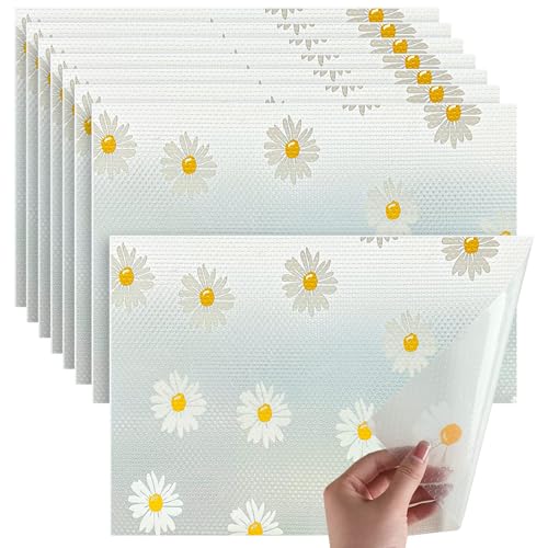 8 Pièces Tapis Frigo en EVA, Tapis de Frigo EVA Antiderapant Non-Adhésif, Tapis de Réfrigérateur Lavable, Plastique Tapis pour Refrigerateur Placard...