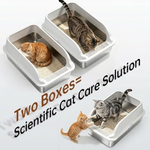 Arenero de Acero Inoxidable Grande 2-Pack para Gatos miniatura 3