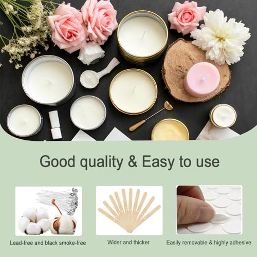 DINGPAI Soy Wax for Candle Making, 5LB Organic Soy Candle Wax Flakes Natural Candle Making Supplies,50 Cotton Wicks,50 Wick Stickers,10 Wick Holders by DINGPAI - Image 4