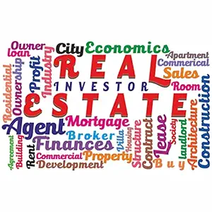 KREEPO Real Estate Typography Self-Adhesive Vinyl Wall Sticker for Wall Decoration Size(36.4inch X 23inch)_Multicolor_kr78