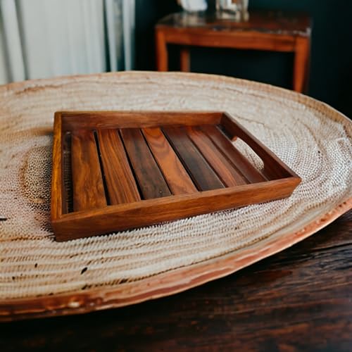 Image of Wood Tray Serving Tray Wooden Tray for Dining Table,Wooden Tray for Kitchen Organizer, Size 13x inches(Rectangle Tray)