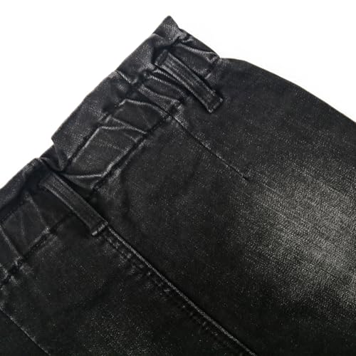 KIDSCOOL SPACE Little Girls Ruffled Elastic Waist Diagonal Pocket Denim Pants3