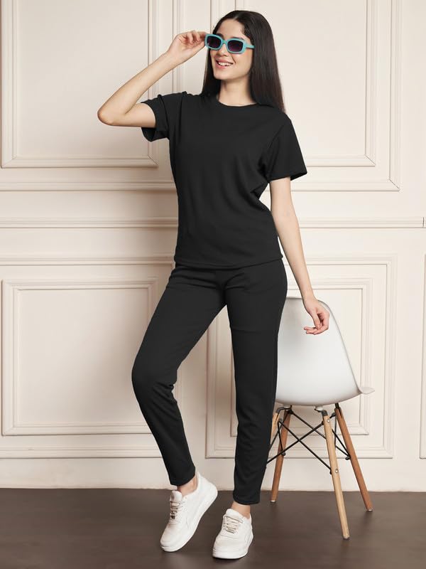 Image of DTR FASHION Polyester Blend Solid Lining Tracksuit | Night Wear Suit For Women