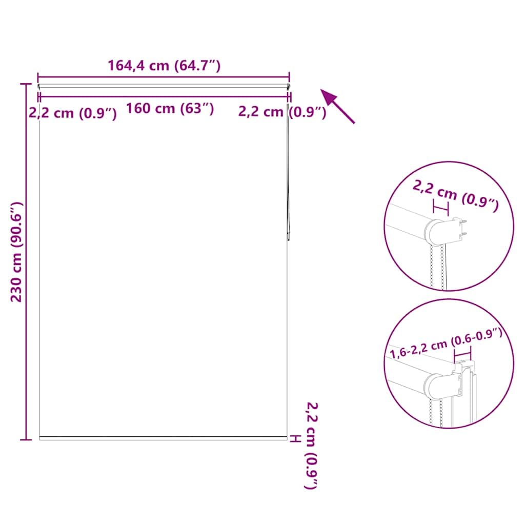 Tenda a rullo oscurante caffè 160x230 cm in tessuto poliestere con rivestimento riflettente, regolabile con cordino, ideale per camera, ufficio, cucina