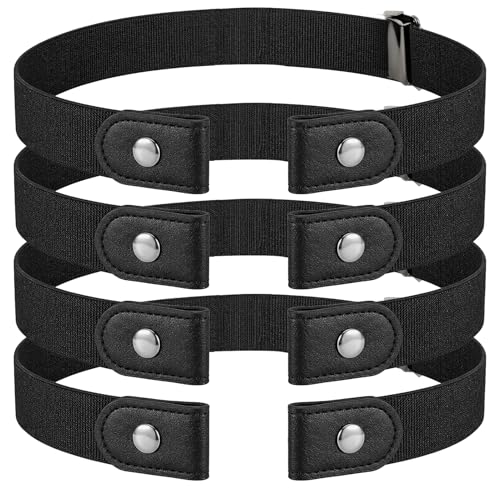 CDQZAIKEJI 4PCS Ceinture Sans Boucle, Ceinture éLastique Ajustable Pour Jeans et Pantalons, Ceinture Elastique Femme Confortable, Ceinture Sans Boucle Femme Pratique et Invisible