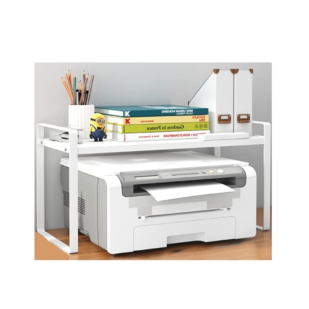 IEOWY Printer stand,Heavy Duty Metal Desktop Printer Stand - Multi-Purpose Printer Shelf for Fax Machines & Scanners - White Printer Holder for Home & Office Organization