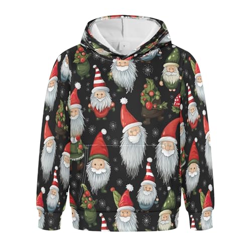 Kids Hoodies Sweaters Christmas Xmas Gnome Dwarfs Hooded Sweatshirts with Big Pockets for Boys Girls B0400449
