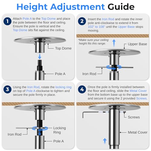 SereneLife Professional Spinning Dance Pole with Lights, 45mm Portable Exercise Pole for Fitness – Durable Steel Build, Anti-Rust Finish, Suitable for Home, Club, Gym, Party, Pub by SereneLife - Image 8
