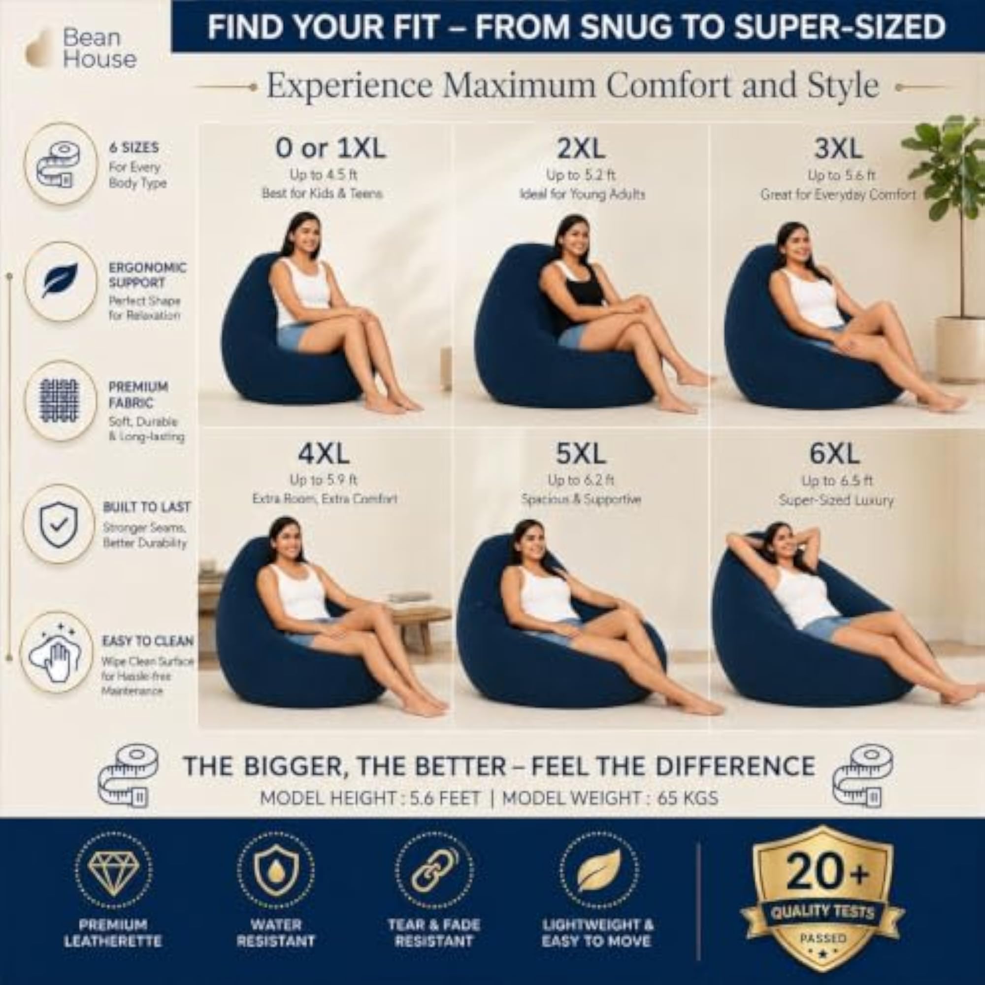 Bean Bag Chair Cover, Black & Blue