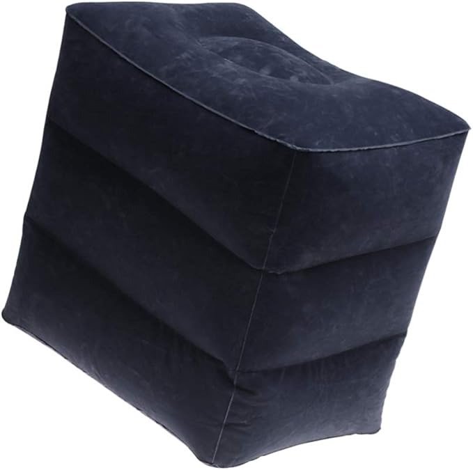 POPETPOP Foot Rest Under Desk Footstool Inflatable Stool Ottoman with Inflatable Tube Storage Bag Stool Footrest Cushion Travel Footrest for Flight Train (Dark Blue)