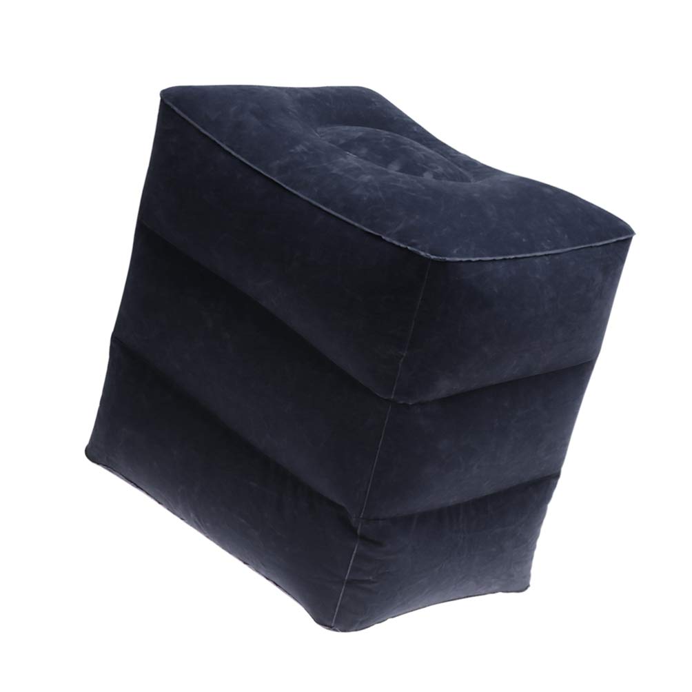 VILLCASE Gonflable pour Avion Coussin Relaxant Portable Tabouret avec Tube Gonflable Et Pochette De Rangement pour Fauteuil Inclinable Bleu Foncé
