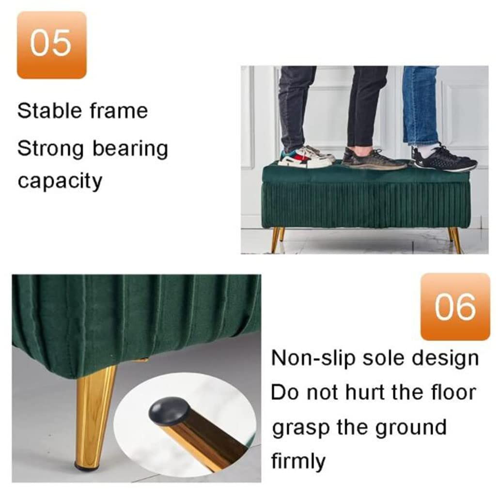 Pouf Poggiapiedi Ottomano In Velluto Morbido Wimarsbon – Piccolo Sgabello Con Gambe In Legno Massello 40,6 Cm – Giallo Per Soggiorno E Ingresso - 4