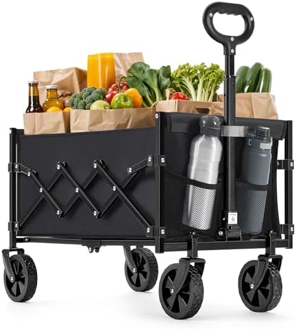 SONGMICS Chariot de Transport Pliable, avec Poignée, 4 Roues Renf...