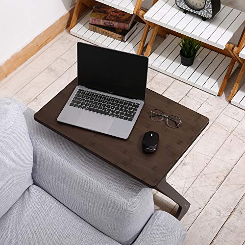 Sofa Table TV Tray NNEWVANTE End Table Laptop Desk Side Table Snack Tray for Bedside Couch Sofa Eating Writing Reading Living Room-Walnut - Thumbnail 3
